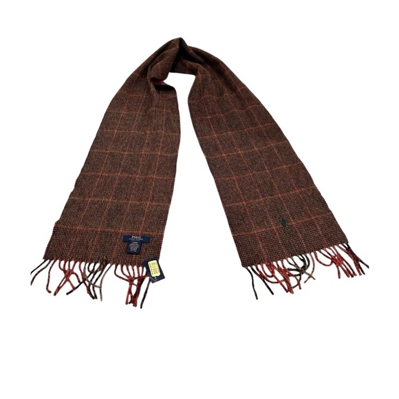 Vintage Polo Ralph Lauren Men's Reversible Scarf Italy Plaid Quiet Luxury NEW - Picture 2 of 6